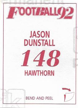 1992 Select AFL Stickers #148 Jason Dunstall Back